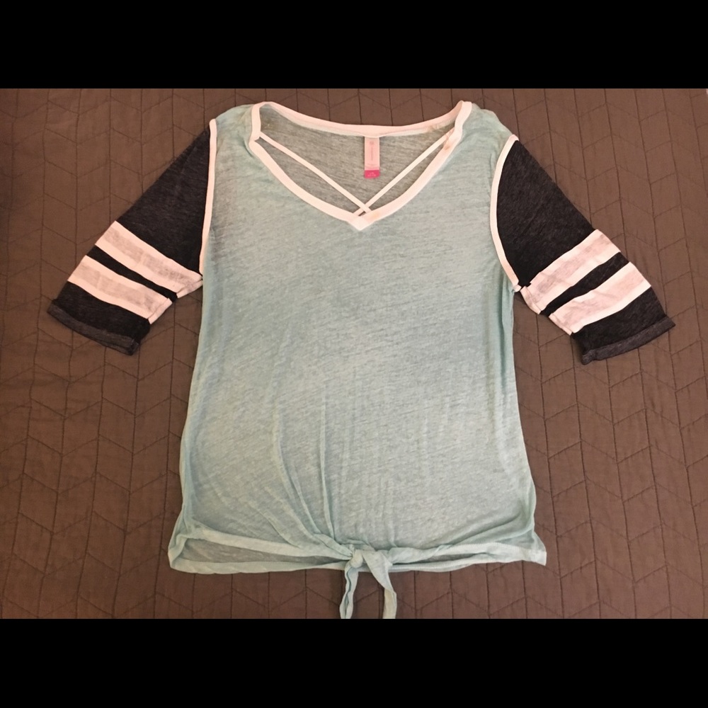 Light blue baseball T